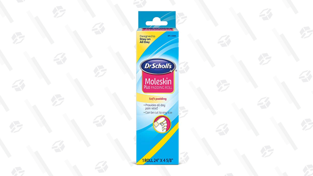 Dr. Scholl’s Moleskin Plus Padding Roll can be cut out and molded to cover the pain point on your foot, or stick it directly in your shoe to prevent painful rubbing.